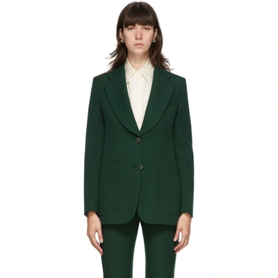 Shop Victoria Beckham Green Wool Gabardine Blazer In Bottle Gree