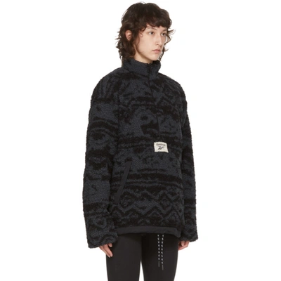 Shop Reebok Reversible Black & Grey Fleece Half-zip Sweater