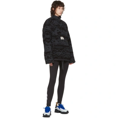 Shop Reebok Reversible Black & Grey Fleece Half-zip Sweater