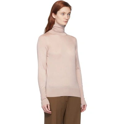 Shop Victoria Beckham Pink Silk Slim-fit Turtleneck In Light Taupe