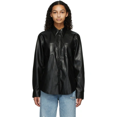 Shop Agolde Black Faux-leather Paloma Shirt In Detox