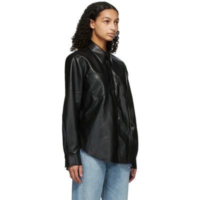 Shop Agolde Black Faux-leather Paloma Shirt In Detox