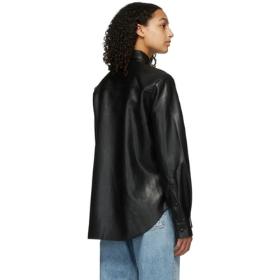 Shop Agolde Black Faux-leather Paloma Shirt In Detox