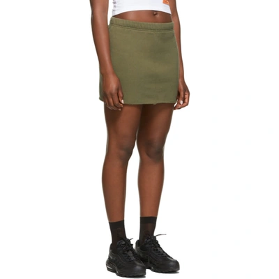 Shop Heron Preston Green Fleece Miniskirt In Dark Olive