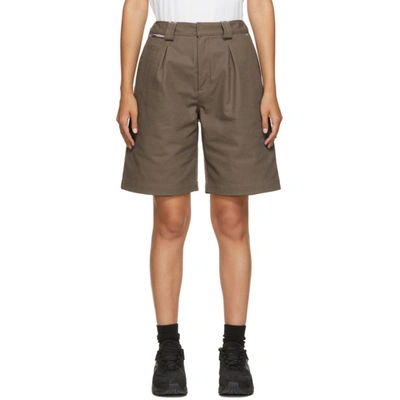 Shop Gr10k Taupe Klopman Tailored Shorts In Stalker Bro