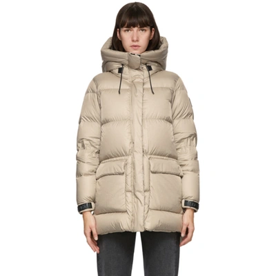 Shop Mackage Taupe Down Foil Shield Maisie Jacket In Champagne