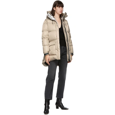 Shop Mackage Taupe Down Foil Shield Maisie Jacket In Champagne