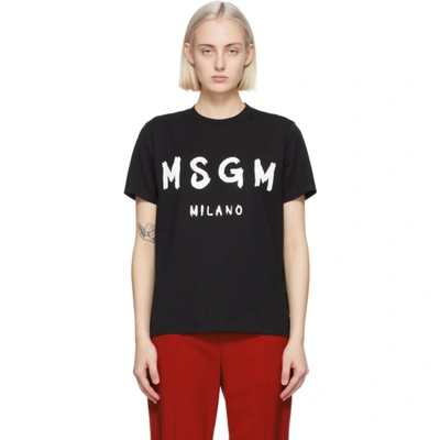 Shop Msgm Black Artist Logo T-shirt