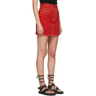 Shop Off-white Red Denim Miniskirt