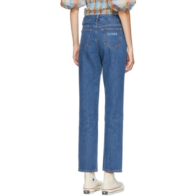 Shop Ganni Blue Basic Denim High-waisted Jeans In 630 Denim