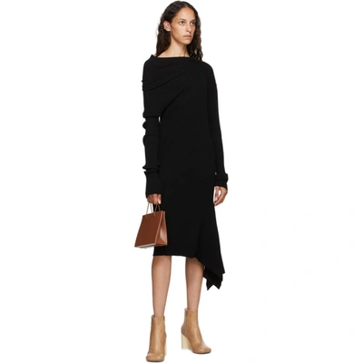 Marques' Almeida Draped Ribbed Recycled Cotton Dress In Black