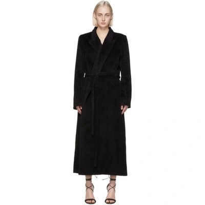 Shop Totême Black Alpaca Wrap Coat In 200 Black