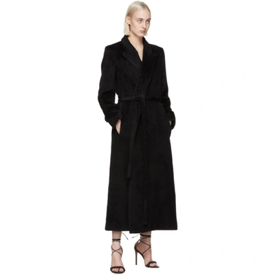Shop Totême Black Alpaca Wrap Coat In 200 Black