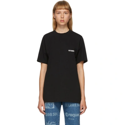 Shop Vetements Black Logo Front Back T-shirt