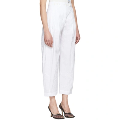 Shop Lanvin White Canvas Crinkle Trousers In 00 White