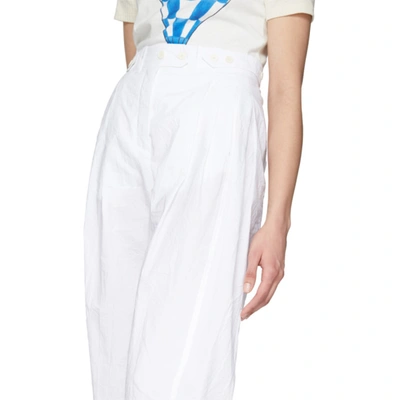 Shop Lanvin White Canvas Crinkle Trousers In 00 White