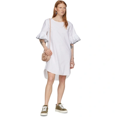 Shop See By Chloé White Poplin Frill Dress In 101 White