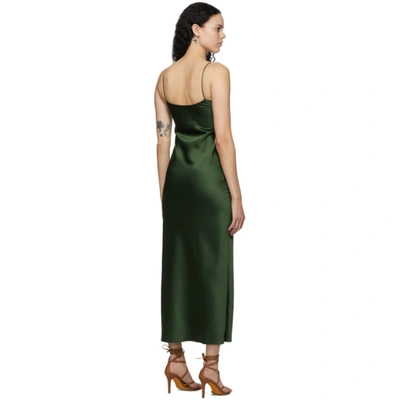 Shop Marina Moscone Green Heavy Satin Bias Slip Dress In Alpine Gree