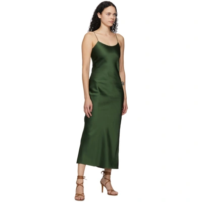 Shop Marina Moscone Green Heavy Satin Bias Slip Dress In Alpine Gree