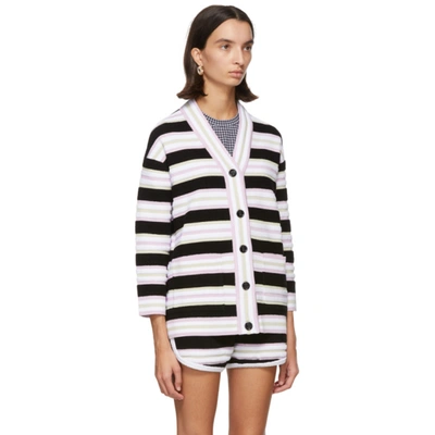 Shop Fendi Multicolor Terrycloth Striped Cardigan In F0gme Black