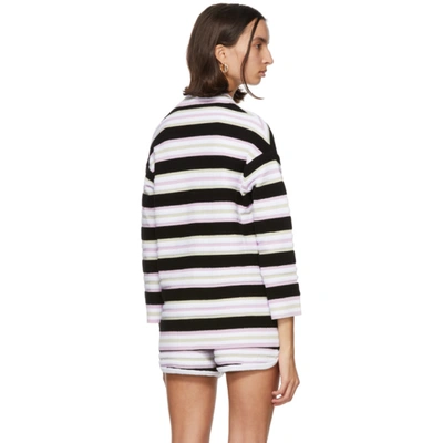 Shop Fendi Multicolor Terrycloth Striped Cardigan In F0gme Black