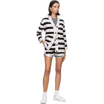 Shop Fendi Multicolor Terrycloth Striped Cardigan In F0gme Black