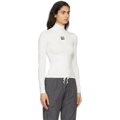 Shop Alexander Wang T White Turtleneck Bodycon Top In 104 Soft Wh