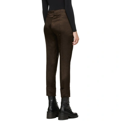 Shop Ann Demeulemeester Brown Satin Trousers In 065 Brown