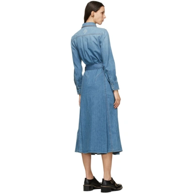 Shop Chloé Chloe Blue Denim Shirt Long Dress In 49x Denim B