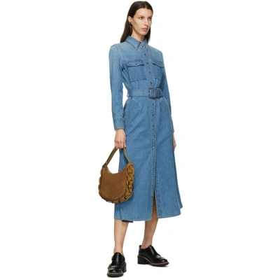 Shop Chloé Chloe Blue Denim Shirt Long Dress In 49x Denim B
