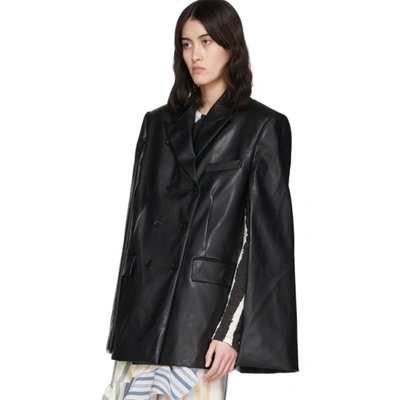 Shop We11 Done Black Faux-leather Cape Blazer