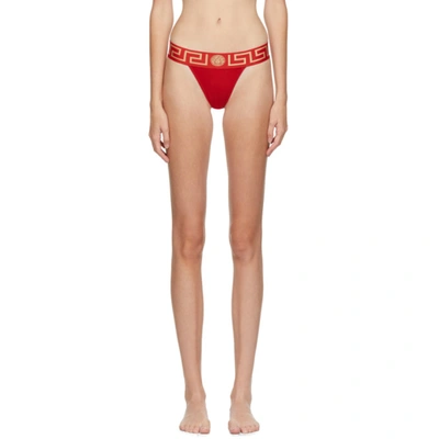 Shop Versace Red Medusa Thong In A1203 Rosso