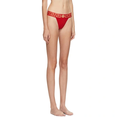 Shop Versace Red Medusa Thong In A1203 Rosso