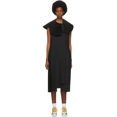 Shop Comme Des Garçons Black Asymmetric Pleated Dress In 1 Black
