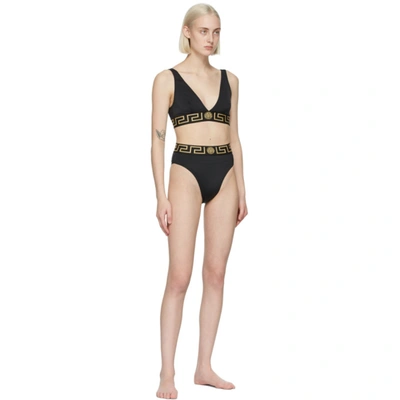 Shop Versace Black Greca Border Bikini Bottom In A1008 Black