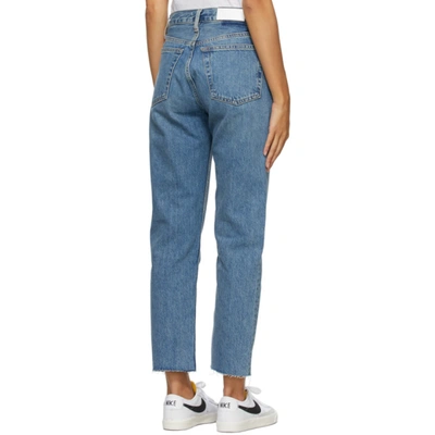 Shop Re/done Blue High-rise Stove Pipe Jeans In Medium Vain