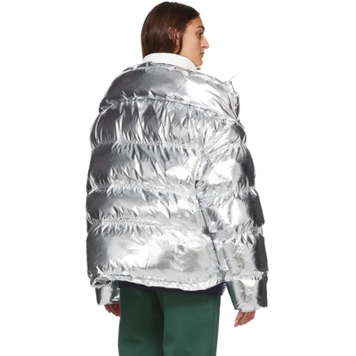 Shop Vetements Silver Upside Down Jacket In Silver / Wh