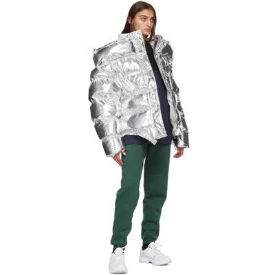 Shop Vetements Silver Upside Down Jacket In Silver / Wh