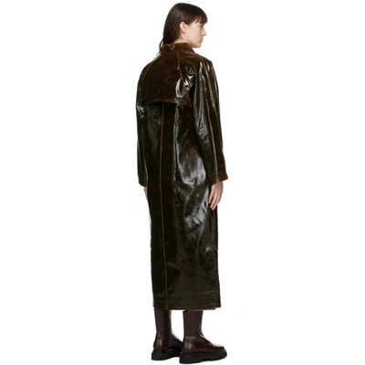 Shop Kassl Editions Brown Wool Original Long Lacquer Coat In 0068 Choco