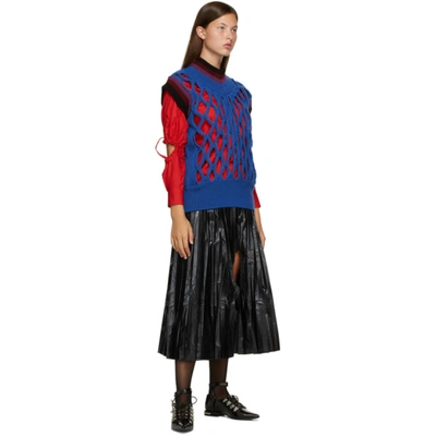 Shop Toga Blue Mesh Knit Vest In 12 Blue