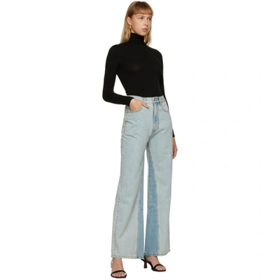 Shop Drae Blue Panelled Jeans