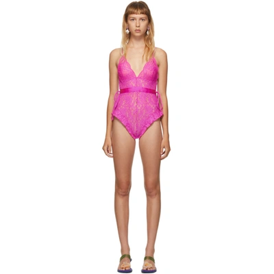 Shop Im Sorry By Petra Collins Ssense Exclusive Pink Lace Bodysuit