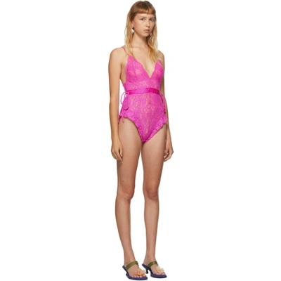 Shop Im Sorry By Petra Collins Ssense Exclusive Pink Lace Bodysuit