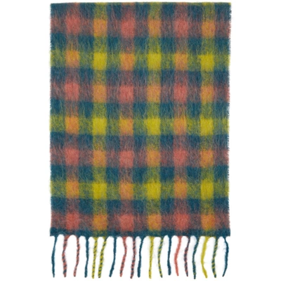 Shop Andersson Bell Ssense Exclusive Pink & Green Check Veneto Scarf In Fuchia Pink/mustard