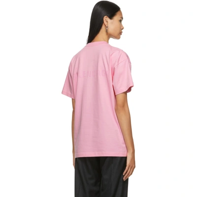 Shop Balenciaga Pink Large Fit Logo T-shirt In 5700 Pink