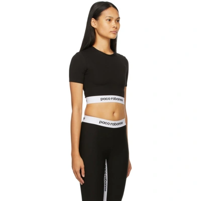 Shop Paco Rabanne Black Cropped Active Logo Sport Top In P001 Black