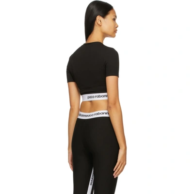 Shop Paco Rabanne Black Cropped Active Logo Sport Top In P001 Black