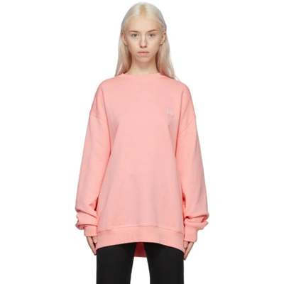 Shop Acne Studios Pink Crewneck Patch Sweatshirt In Ad1 Blush