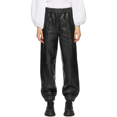 Shop Ganni Black Lambskin Pants In 099 Black