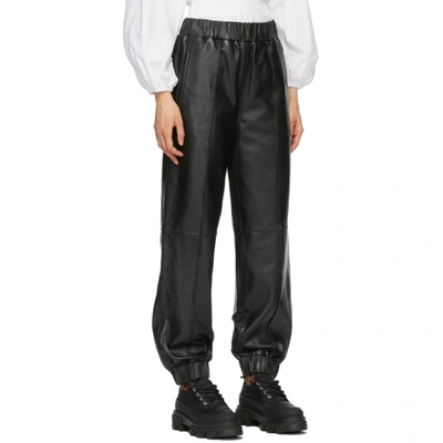 Shop Ganni Black Lambskin Pants In 099 Black